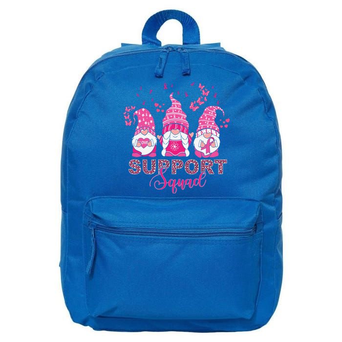 Support Squad Pink Ribbon Gnome Leopard Breast Cancer Funny Gift Funny Gift 16 in Basic Backpack