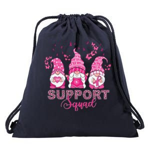 Support Squad Pink Ribbon Gnome Leopard Breast Cancer Funny Gift Funny Gift Drawstring Bag