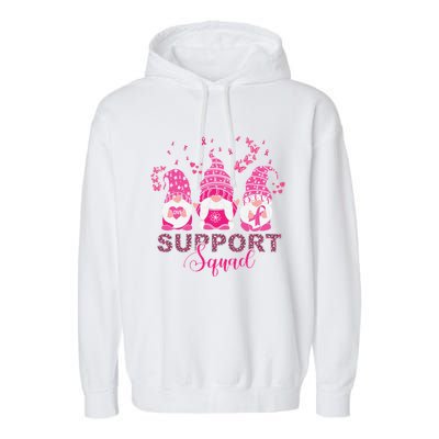 Support Squad Pink Ribbon Gnome Leopard Breast Cancer Funny Gift Funny Gift Garment-Dyed Fleece Hoodie