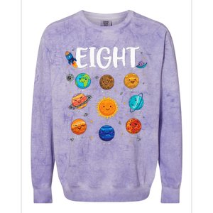 Solar System Planets Eight 8 Years Old 8th Birthday Colorblast Crewneck Sweatshirt