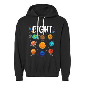 Solar System Planets Eight 8 Years Old 8th Birthday Garment-Dyed Fleece Hoodie