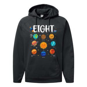 Solar System Planets Eight 8 Years Old 8th Birthday Performance Fleece Hoodie