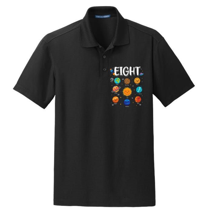 Solar System Planets Eight 8 Years Old 8th Birthday Dry Zone Grid Polo