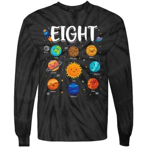 Solar System Planets Eight 8 Years Old 8th Birthday Tie-Dye Long Sleeve Shirt