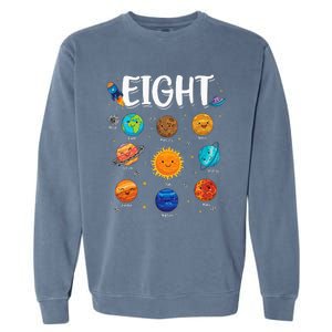 Solar System Planets Eight 8 Years Old 8th Birthday Garment-Dyed Sweatshirt