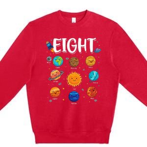 Solar System Planets Eight 8 Years Old 8th Birthday Premium Crewneck Sweatshirt