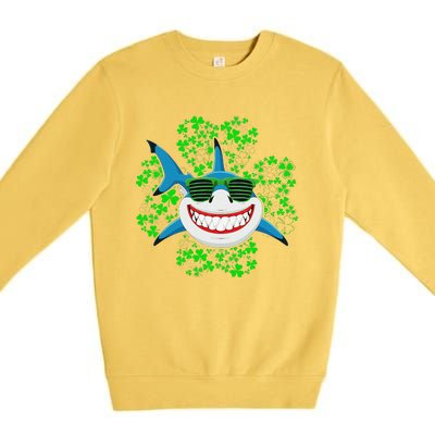 Shark St Patricks Day Shamrock Shark Wearing Green Glasses Premium Crewneck Sweatshirt