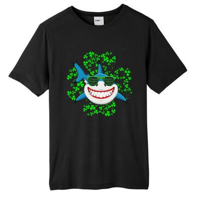 Shark St Patricks Day Shamrock Shark Wearing Green Glasses Tall Fusion ChromaSoft Performance T-Shirt