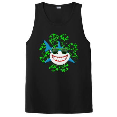 Shark St Patricks Day Shamrock Shark Wearing Green Glasses PosiCharge Competitor Tank