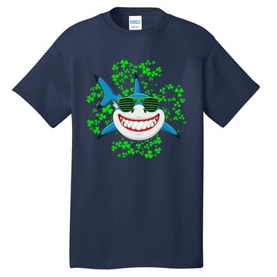 Shark St Patricks Day Shamrock Shark Wearing Green Glasses Tall T-Shirt