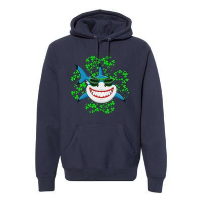 Shark St Patricks Day Shamrock Shark Wearing Green Glasses Premium Hoodie