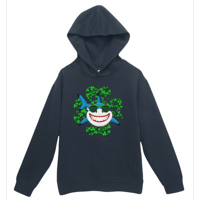 Shark St Patricks Day Shamrock Shark Wearing Green Glasses Urban Pullover Hoodie