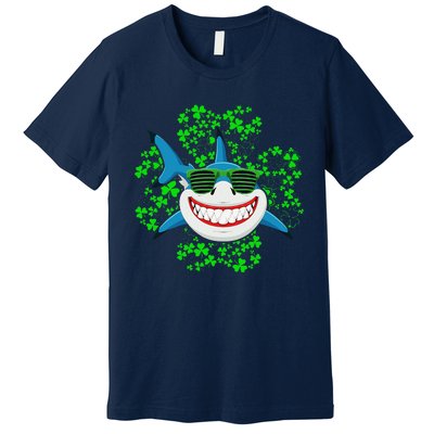 Shark St Patricks Day Shamrock Shark Wearing Green Glasses Premium T-Shirt