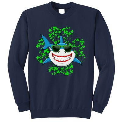 Shark St Patricks Day Shamrock Shark Wearing Green Glasses Tall Sweatshirt