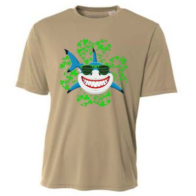 Shark St Patricks Day Shamrock Shark Wearing Green Glasses Cooling Performance Crew T-Shirt