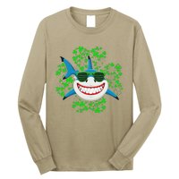 Shark St Patricks Day Shamrock Shark Wearing Green Glasses Long Sleeve Shirt