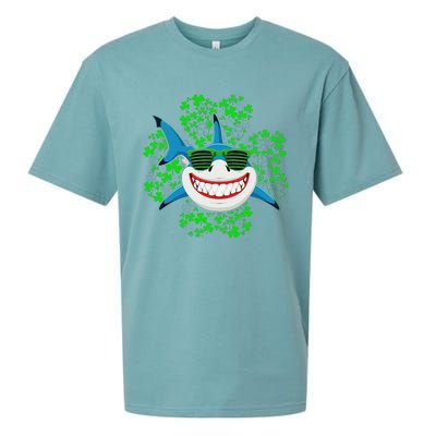 Shark St Patricks Day Shamrock Shark Wearing Green Glasses Sueded Cloud Jersey T-Shirt