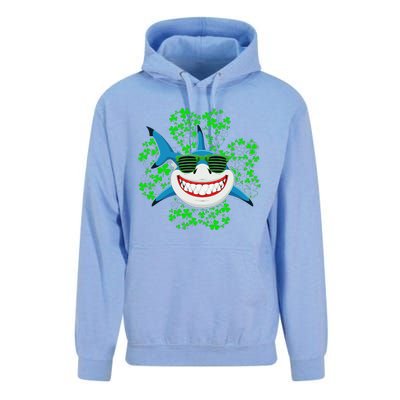 Shark St Patricks Day Shamrock Shark Wearing Green Glasses Unisex Surf Hoodie