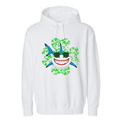 Shark St Patricks Day Shamrock Shark Wearing Green Glasses Garment-Dyed Fleece Hoodie