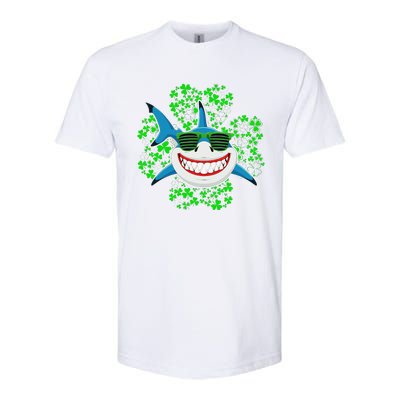 Shark St Patricks Day Shamrock Shark Wearing Green Glasses Softstyle CVC T-Shirt