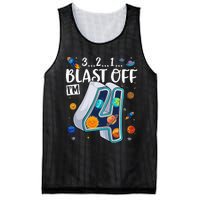 Solar System Planets Four 4 Years Old 4th Birthday Mesh Reversible Basketball Jersey Tank