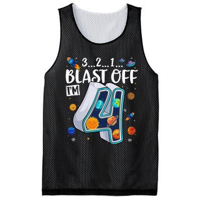 Solar System Planets Four 4 Years Old 4th Birthday Mesh Reversible Basketball Jersey Tank