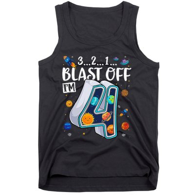 Solar System Planets Four 4 Years Old 4th Birthday Tank Top