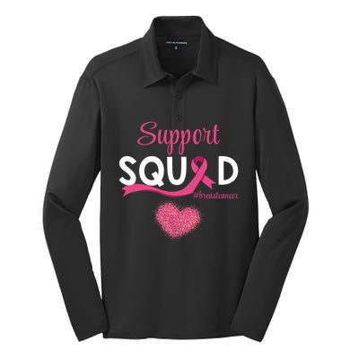 Support Squad Pink Ribbon Supporting Breast Cancer Warriors Great Gift Silk Touch Performance Long Sleeve Polo