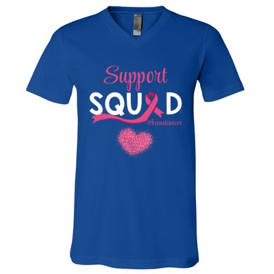 Support Squad Pink Ribbon Supporting Breast Cancer Warriors Great Gift V-Neck T-Shirt