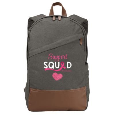 Support Squad Pink Ribbon Supporting Breast Cancer Warriors Great Gift Cotton Canvas Backpack