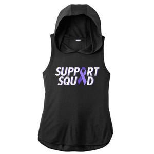 Support Squad Purple Ribbon Testicular Cancer Awareness Meaningful Gift Ladies PosiCharge Tri-Blend Wicking Draft Hoodie Tank