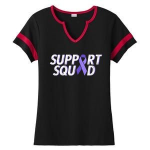 Support Squad Purple Ribbon Testicular Cancer Awareness Meaningful Gift Ladies Halftime Notch Neck Tee