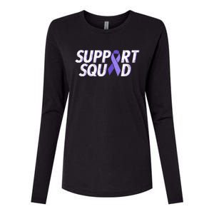 Support Squad Purple Ribbon Testicular Cancer Awareness Meaningful Gift Womens Cotton Relaxed Long Sleeve T-Shirt