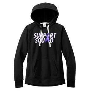 Support Squad Purple Ribbon Testicular Cancer Awareness Meaningful Gift Women's Fleece Hoodie