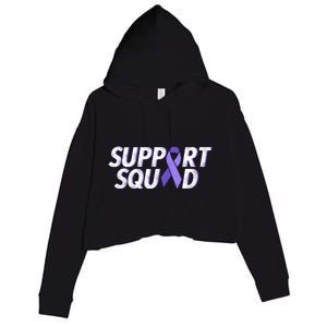 Support Squad Purple Ribbon Testicular Cancer Awareness Meaningful Gift Crop Fleece Hoodie