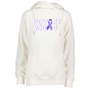 Support Squad Purple Ribbon Testicular Cancer Awareness Meaningful Gift Womens Funnel Neck Pullover Hood