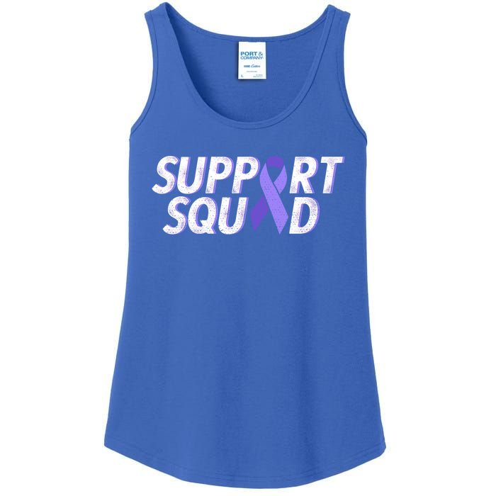 Support Squad Purple Ribbon Testicular Cancer Awareness Meaningful Gift Ladies Essential Tank