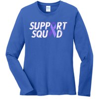 Support Squad Purple Ribbon Testicular Cancer Awareness Meaningful Gift Ladies Long Sleeve Shirt