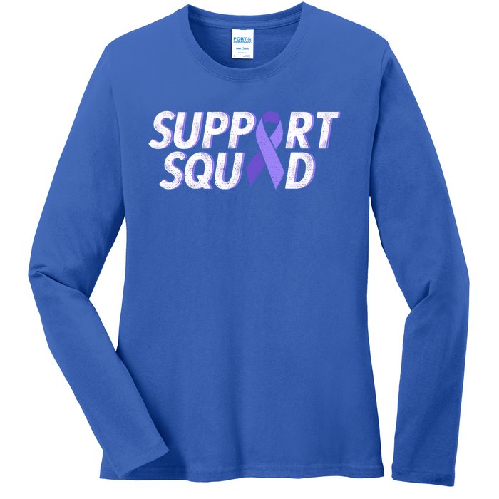 Support Squad Purple Ribbon Testicular Cancer Awareness Meaningful Gift Ladies Long Sleeve Shirt