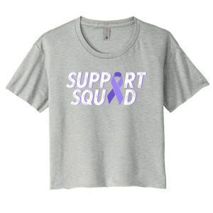 Support Squad Purple Ribbon Testicular Cancer Awareness Meaningful Gift Women's Crop Top Tee