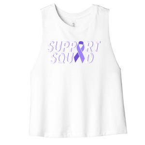 Support Squad Purple Ribbon Testicular Cancer Awareness Meaningful Gift Women's Racerback Cropped Tank