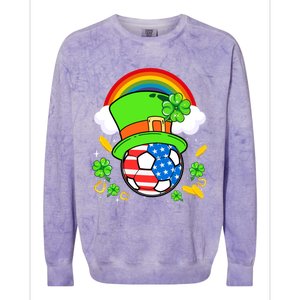 Soccer St Patricks Day Usa Flag Rainbow Shamrock Clover Gift Colorblast Crewneck Sweatshirt