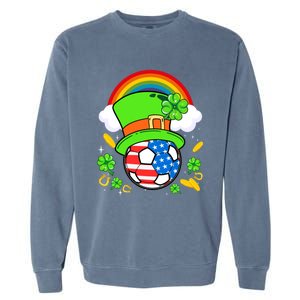 Soccer St Patricks Day Usa Flag Rainbow Shamrock Clover Gift Garment-Dyed Sweatshirt