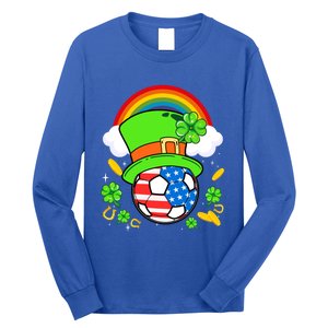 Soccer St Patricks Day Usa Flag Rainbow Shamrock Clover Gift Long Sleeve Shirt