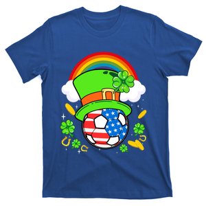 Soccer St Patricks Day Usa Flag Rainbow Shamrock Clover Gift T-Shirt