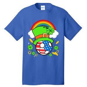 Soccer St Patricks Day Usa Flag Rainbow Shamrock Clover Gift Tall T-Shirt