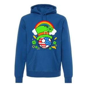 Soccer St Patricks Day Usa Flag Rainbow Shamrock Clover Gift Premium Hoodie