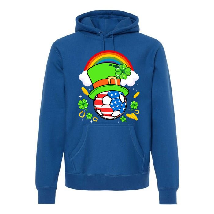 Soccer St Patricks Day Usa Flag Rainbow Shamrock Clover Gift Premium Hoodie