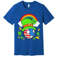 Soccer St Patricks Day Usa Flag Rainbow Shamrock Clover Gift Premium T-Shirt