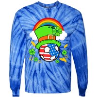 Soccer St Patricks Day Usa Flag Rainbow Shamrock Clover Gift Tie-Dye Long Sleeve Shirt